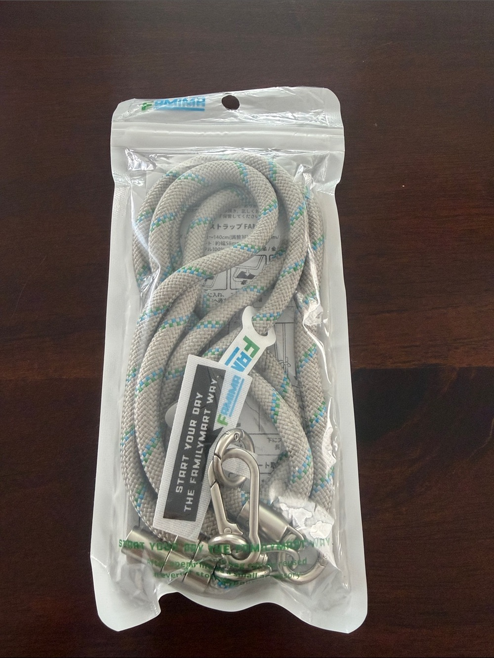 Family Mart Phone Lanyard Strap - Light Gray with Teal Accents